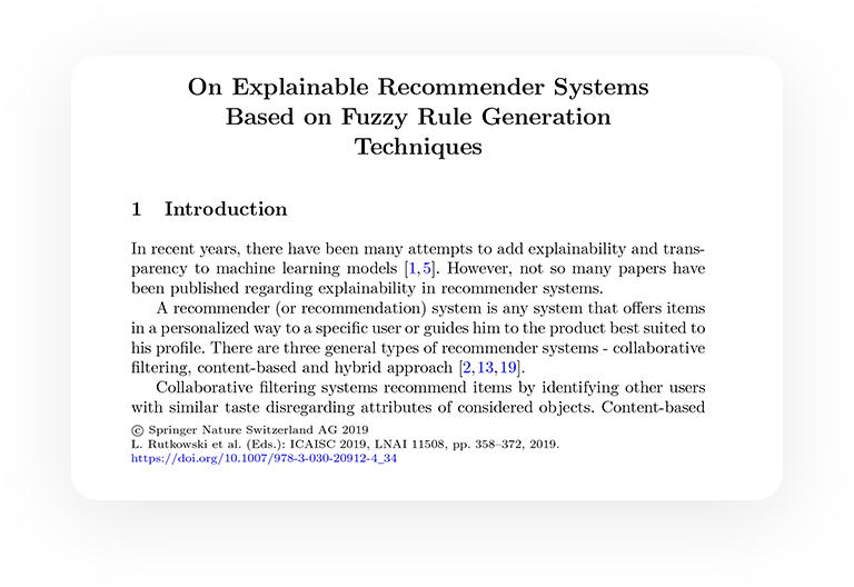 On Explainable Recommender Systems Based on Fuzzy Rule Generation Techniques